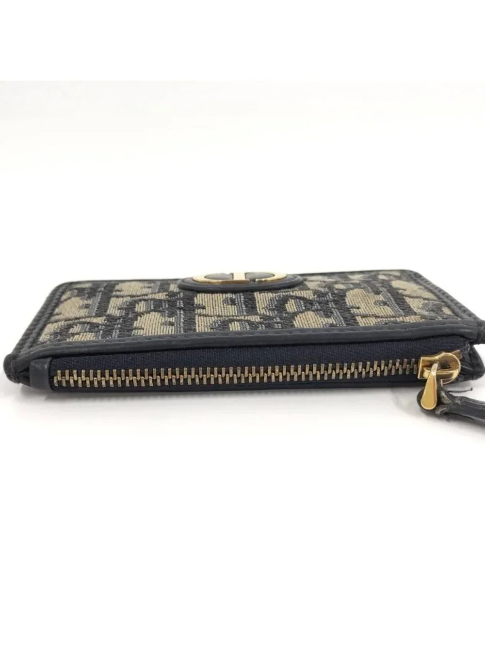 Dior Oblique Coin Case with Key Ring Jacquard Leather Navy